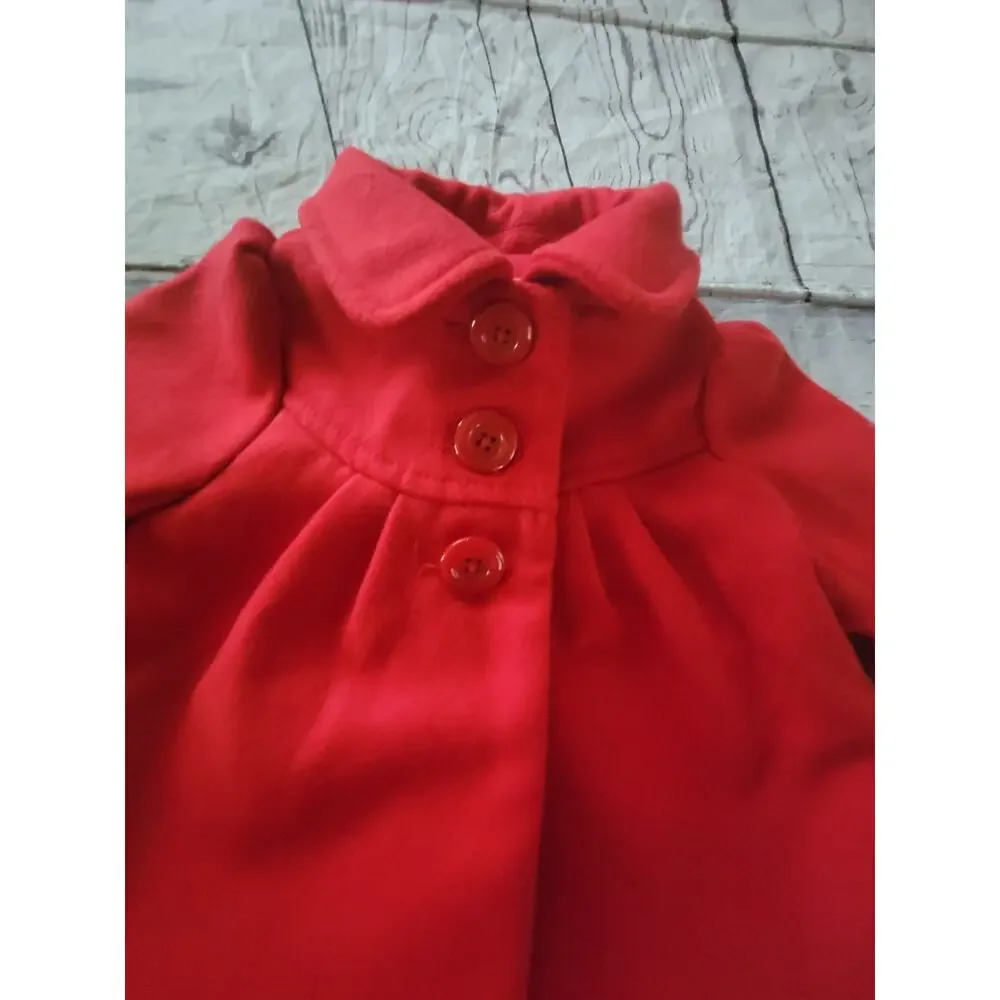 Old Navy Toddler Girls Red Christmas Pea Coat Size 3-6 Months